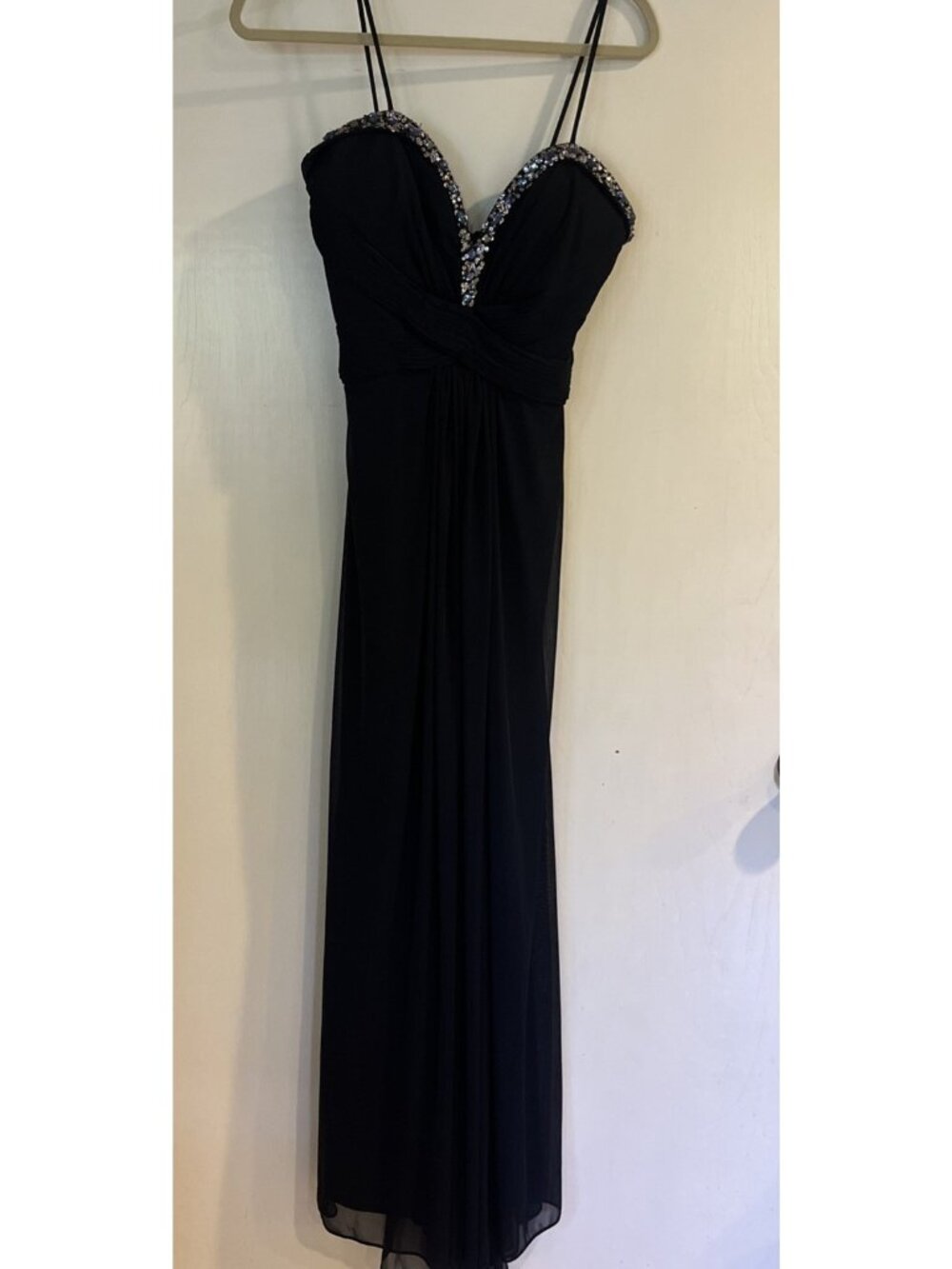 Xscape Joanna Chen Prom Embellished Sequins Blue Stones Sweetheart Gown Navy 8